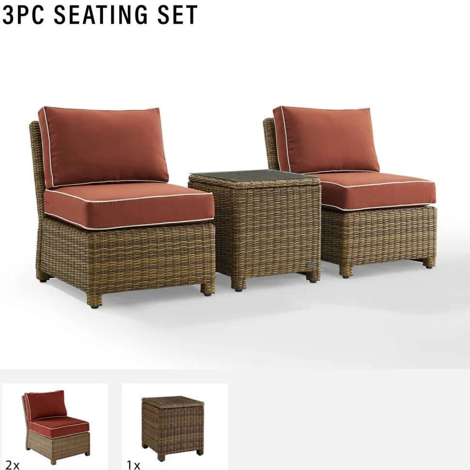 Bradenton 3Pc Outdoor Wicker Chair Set