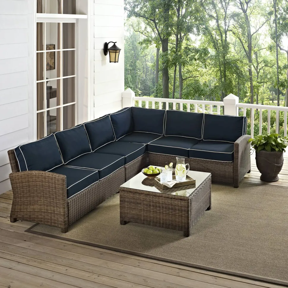 Bradenton 5Pc Outdoor Wicker Sectional Set