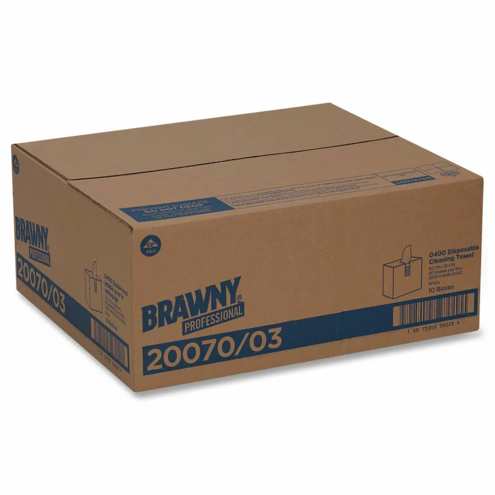 Brawny Industrial Medium-Duty Premium Wipes, 9 1/4" x 16 3/8", White, Box Of 90