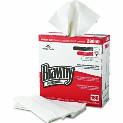 Brawny Professional Medium Duty Scrim Reinforced Wipers, 4-Ply, 9.25 x 16.69, Unscented, White, 166/Box, 5 Boxes/Carton
