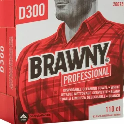 Brawny Professional Tall Dispenser Premium All-Purpose DRC Wipers, 1-Ply, 9.25 x 16, Unscented, White, 110/Box 10 Boxes/Carton