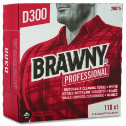 Brawny Professional Tall Dispenser Premium All-Purpose DRC Wipers, 1-Ply, 9.25 x 16, Unscented, White, 110/Box 10 Boxes/Carton