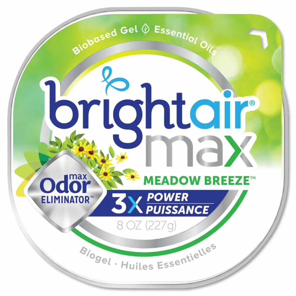 Bright Air Max Scented Gel Odor Eliminator - Gel - 8 oz - Meadow Breeze