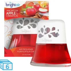 Bright Air Scented Oil Air Freshener, Macintosh Apple & Cinnamon Scent, 2.5 Oz, Pack of 6