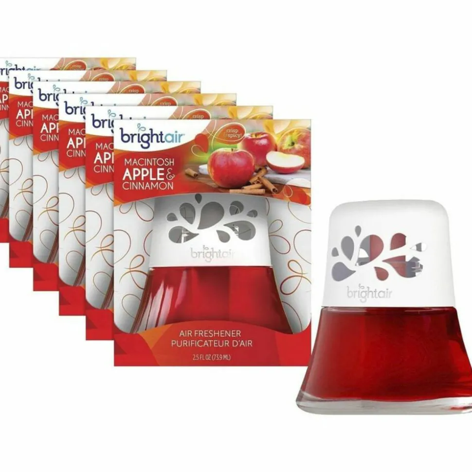 Bright Air Scented Oil Air Freshener, Macintosh Apple & Cinnamon Scent, 2.5 Oz, Pack of 6