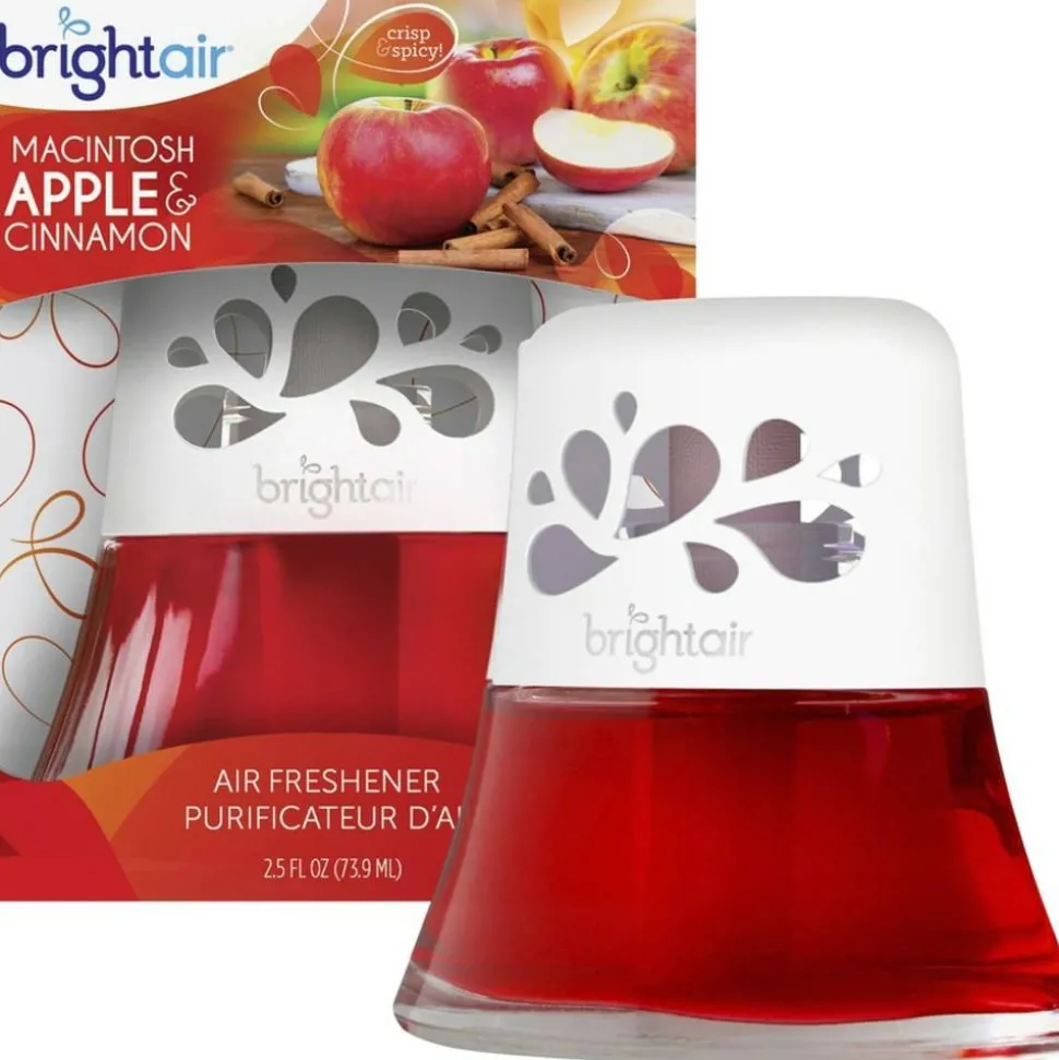 Bright Air Scented Oil Air Freshener, Macintosh Apple & Cinnamon Scent, 2.5 Oz, Pack of 6