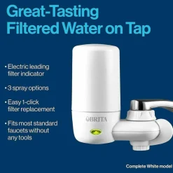 Brita On Tap Water Filtration System Replacement Filters For Faucets - 100 gal Filter Life - Blue, White - 1 Each