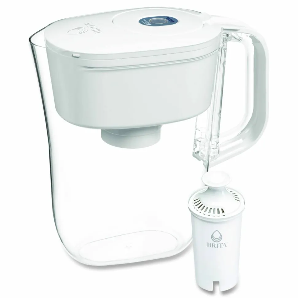 Brita Small 6-Cup Water Filter Pitcher with 1 Standard Filter, Denali, White, 2/Carton