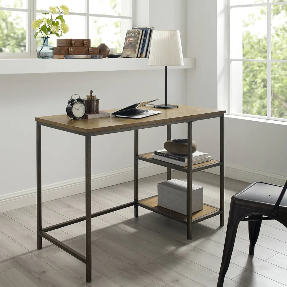 Brooke Desk in Washed Oak & Antique Bronze