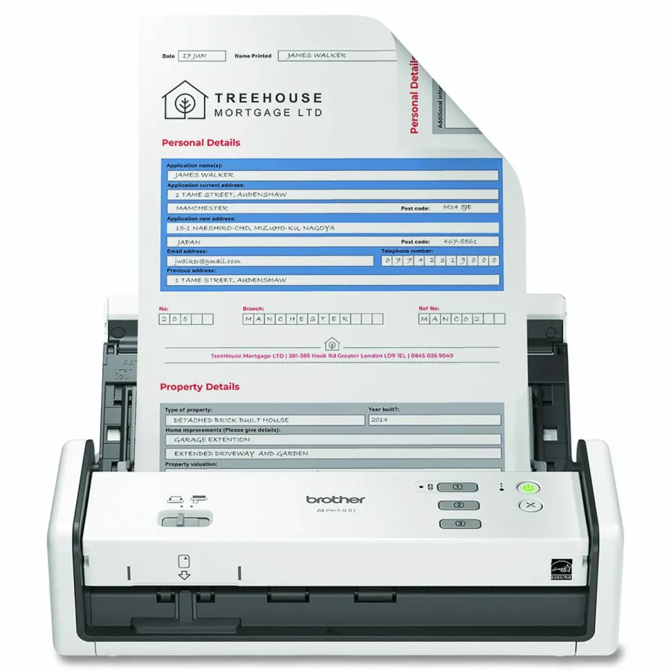 Brother ADS-1300 Compact Desktop Scanner, 600 dpi Optical Resolution, 20-Sheet Duplex Auto Document Feeder