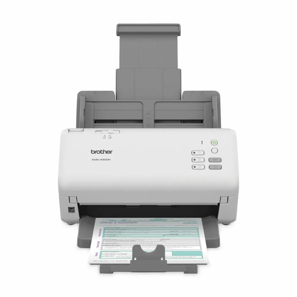 Brother ADS-4300N Professional Desktop Scanner, 600 dpi Optical Resolution, 80-Sheet Auto Document Feeder