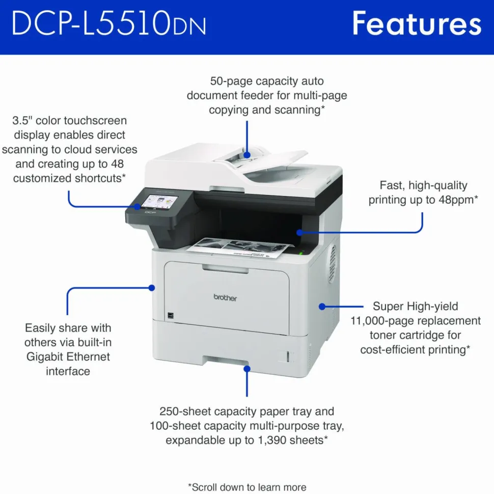 Brother DCP-L5510DN Business Laser AIO Printer, Copy, Print, Scan