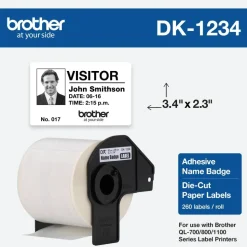Brother DK1234 Name Badge Labels, Rectangular, 2 3/8