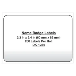 Brother DK1234 Name Badge Labels, Rectangular, 2 3/8