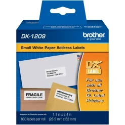 Brother DK-1209 Small Address Labels, White, 2 1/2