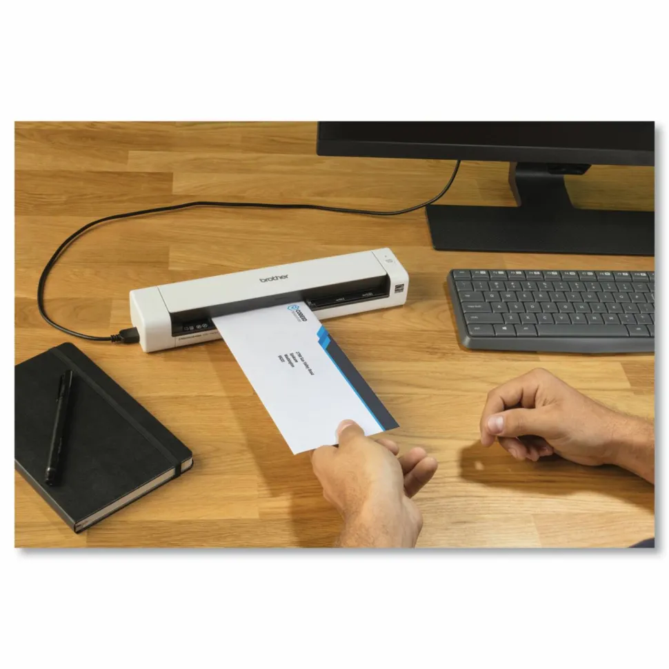 Brother DS-740D Duplex Compact Mobile Document Scanner, 600 dpi Optical Resolution, 1-Sheet Duplex Auto Document Feeder