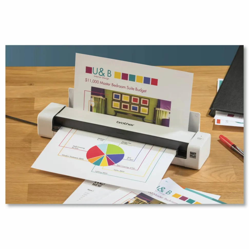 Brother DS-740D Duplex Compact Mobile Document Scanner, 600 dpi Optical Resolution, 1-Sheet Duplex Auto Document Feeder