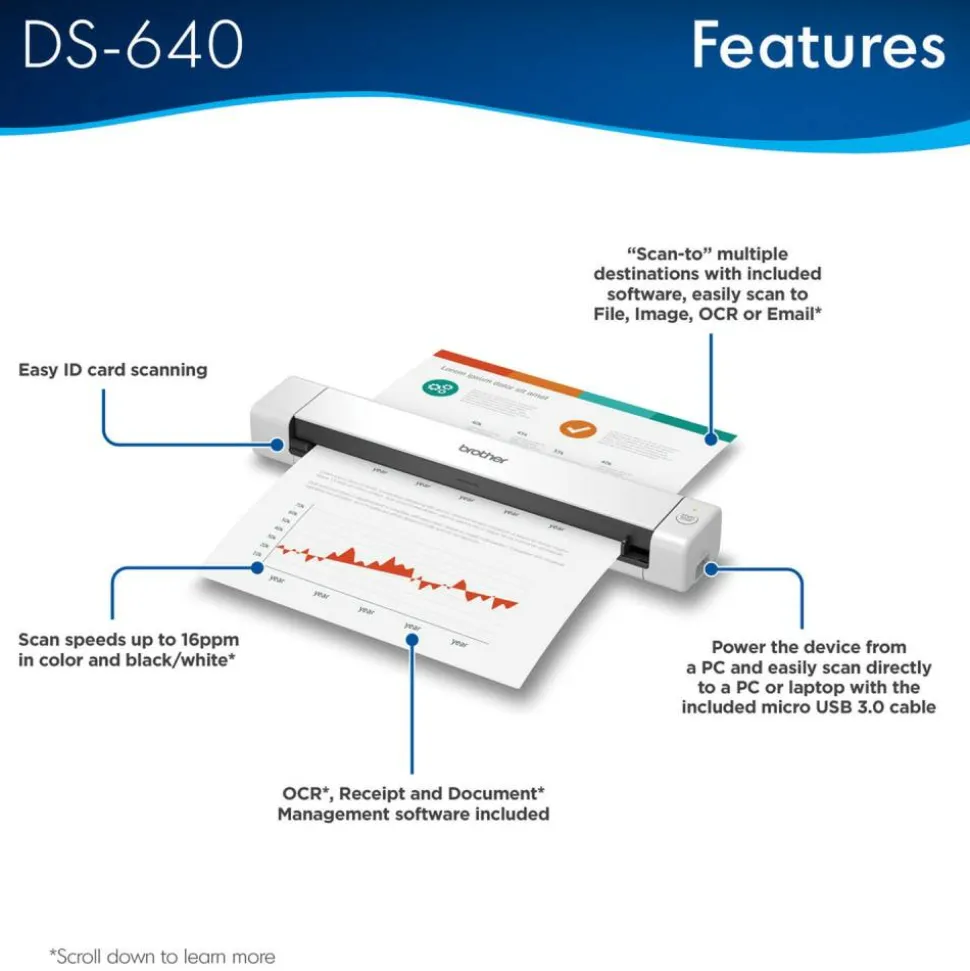 Brother DSmobile DS-640 Portable Color Document Scanner