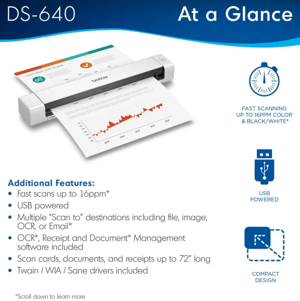 Brother DSmobile DS-640 Portable Color Document Scanner