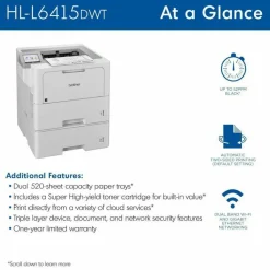 Brother HL-L6415DWT Desktop Wireless Laser Printer - Monochrome