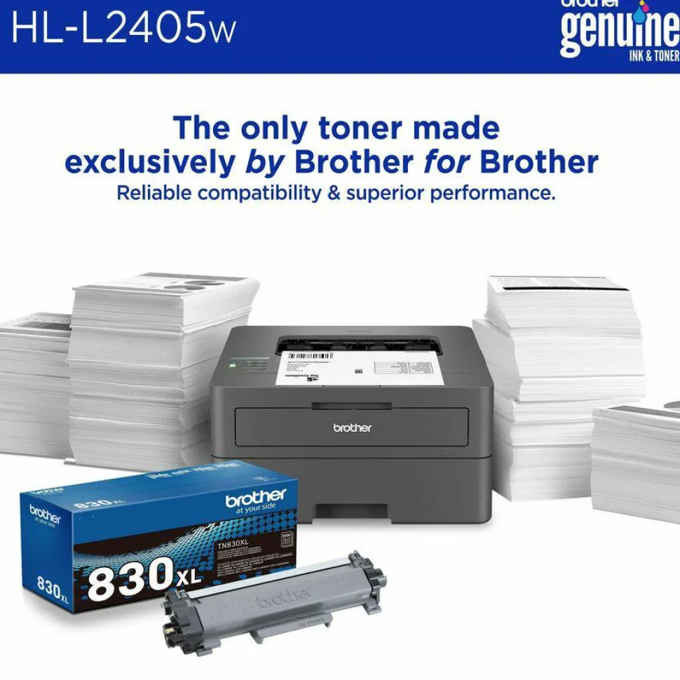 Brother HL-L2405W Wireless Compact Monochrome Laser Printer, Mobile Printing, Refresh EZ Print Eligibility