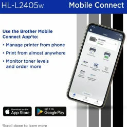 Brother HL-L2405W Wireless Compact Monochrome Laser Printer, Mobile Printing, Refresh EZ Print Eligibility