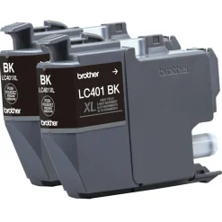 Brother LC401 Black High-Yield Ink Cartridges, Pack Of 2, LC401XL2PK