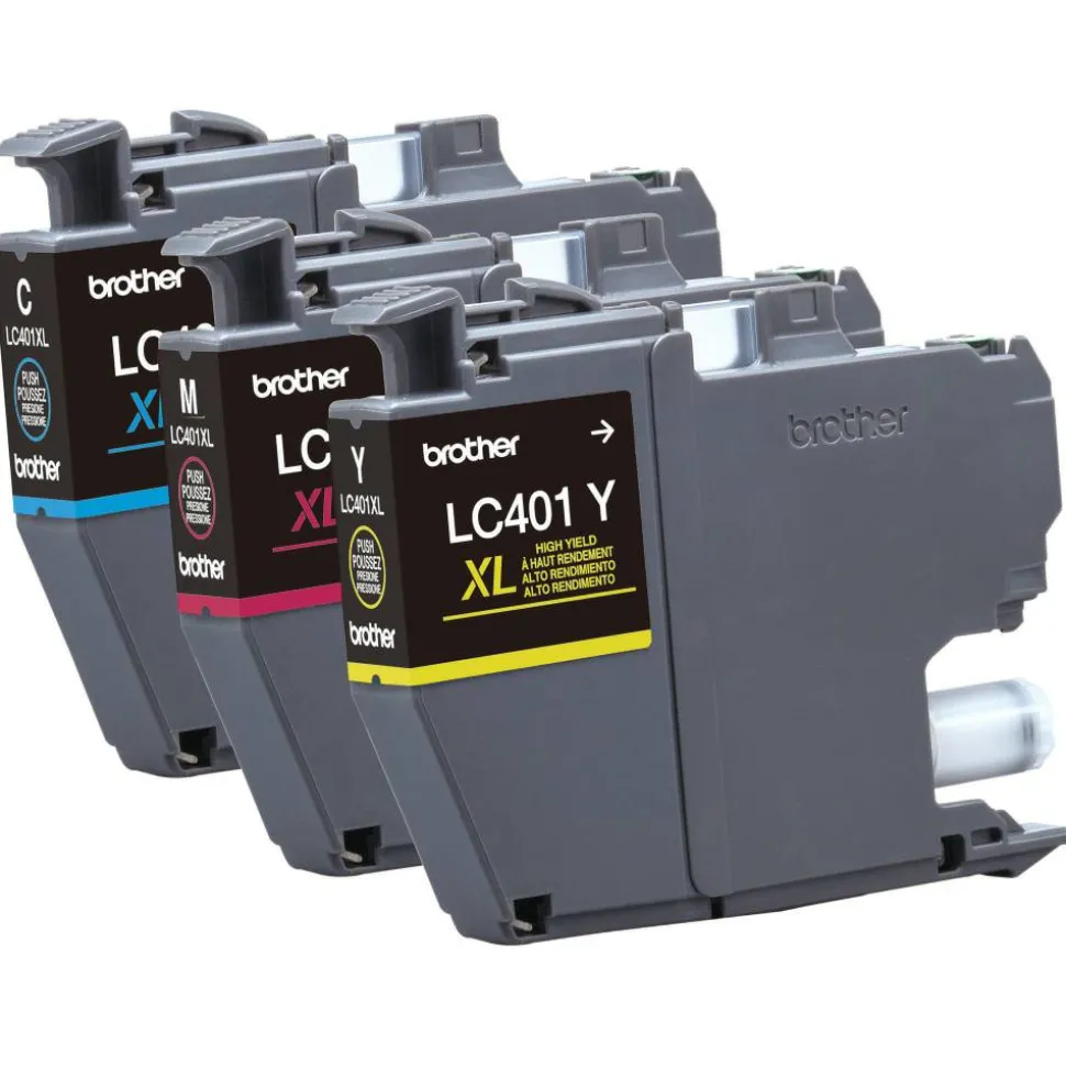 Brother LC401XL Cyan; Magenta; Yellow High-Yield Ink Cartridges, Pack Of 3, LC401XL3PKS