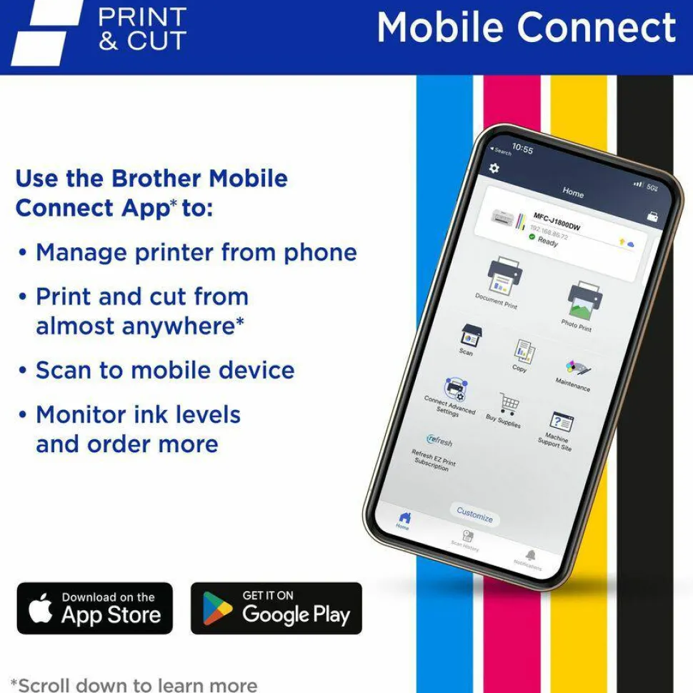 Brother MFC-J1800DW Wireless Inkjet Multifunction Printer - Color