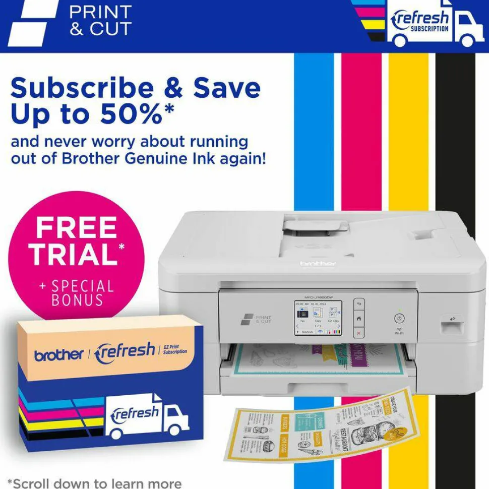 Brother MFC-J1800DW Wireless Inkjet Multifunction Printer - Color