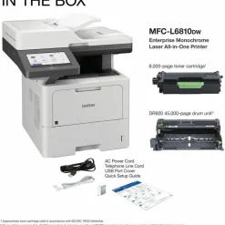Brother MFC-L6810DW Enterprise Monochrome Laser All-in-One Printer with Low-cost Printing, Large Paper Capacity, Wireless Networking, Advanced Security Features, and Duplex Print, Scan, and Copy