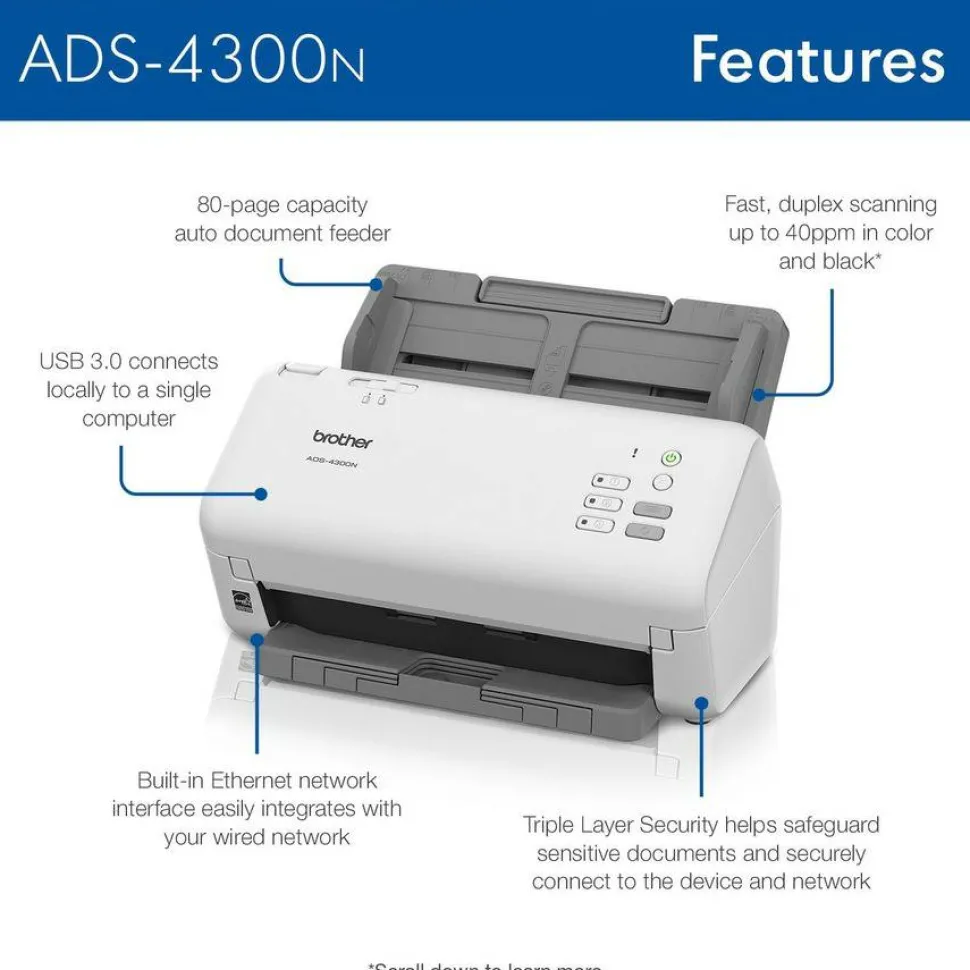 Brother Professional Desktop Scanner ADS-4300N