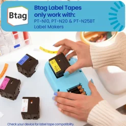 Brother P-touch Btag Black on White Label Tape (BTAG231), ~1/2 in x 13.1 ft (12 mm x 4 m)