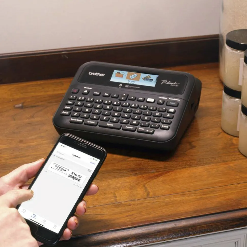 Brother P-Touch D-610BTVP Connected Label Maker with Color Display, 30 mm/s Print Speed, 14.2 x 6 x 13.3