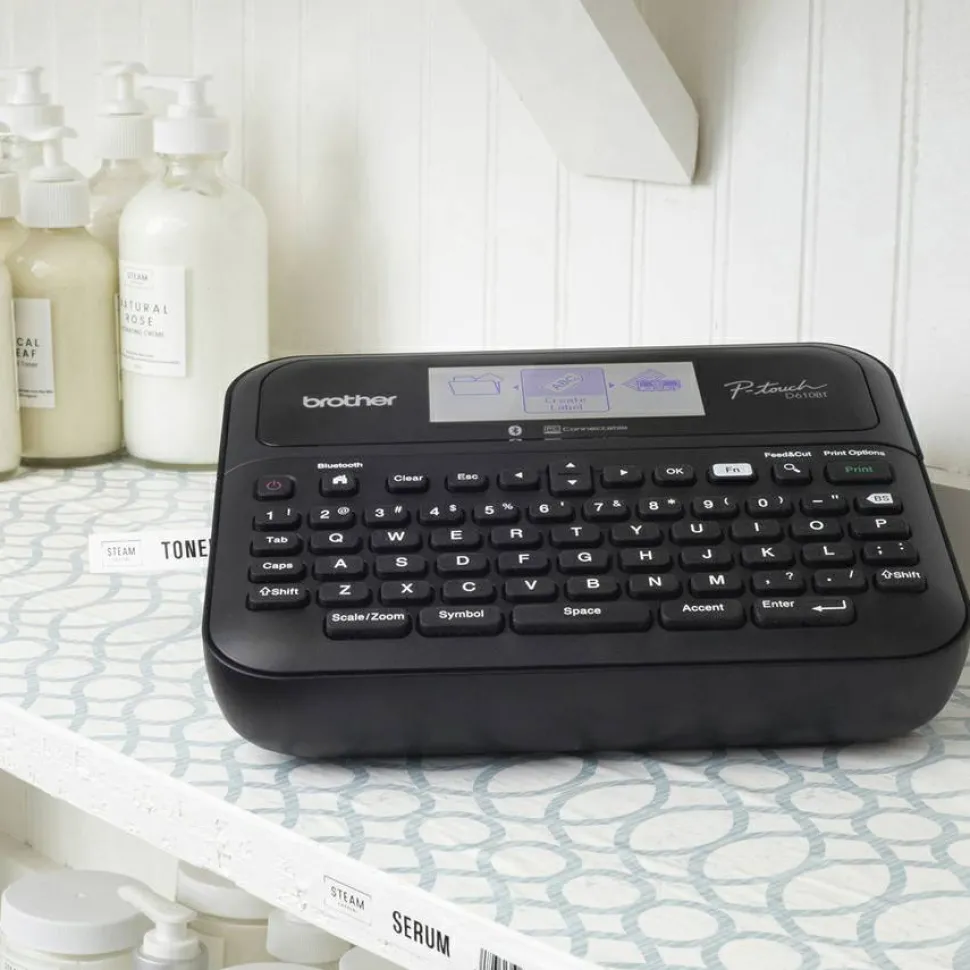 Brother P-Touch D-610BTVP Connected Label Maker with Color Display, 30 mm/s Print Speed, 14.2 x 6 x 13.3