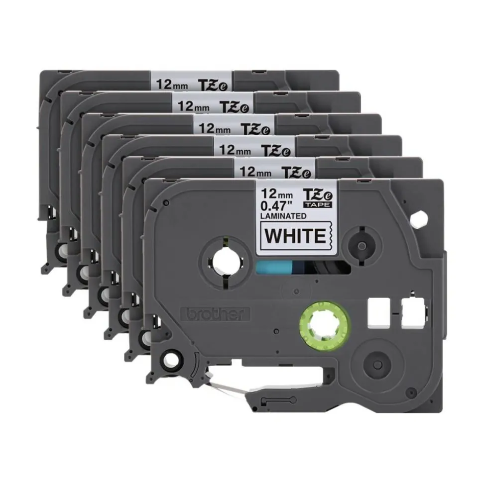Brother P-Touch TZe-231 Label Tape, 1/2" x 26-1/4', White/Black, Pack Of 6 Rolls