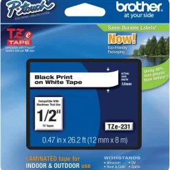 Brother P-Touch TZe-231 Label Tape, 1/2