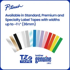 Brother P-touch TZe251, Laminated, ~1 in x 26.2 ft (24mm x 8m), Black on White Label Tape