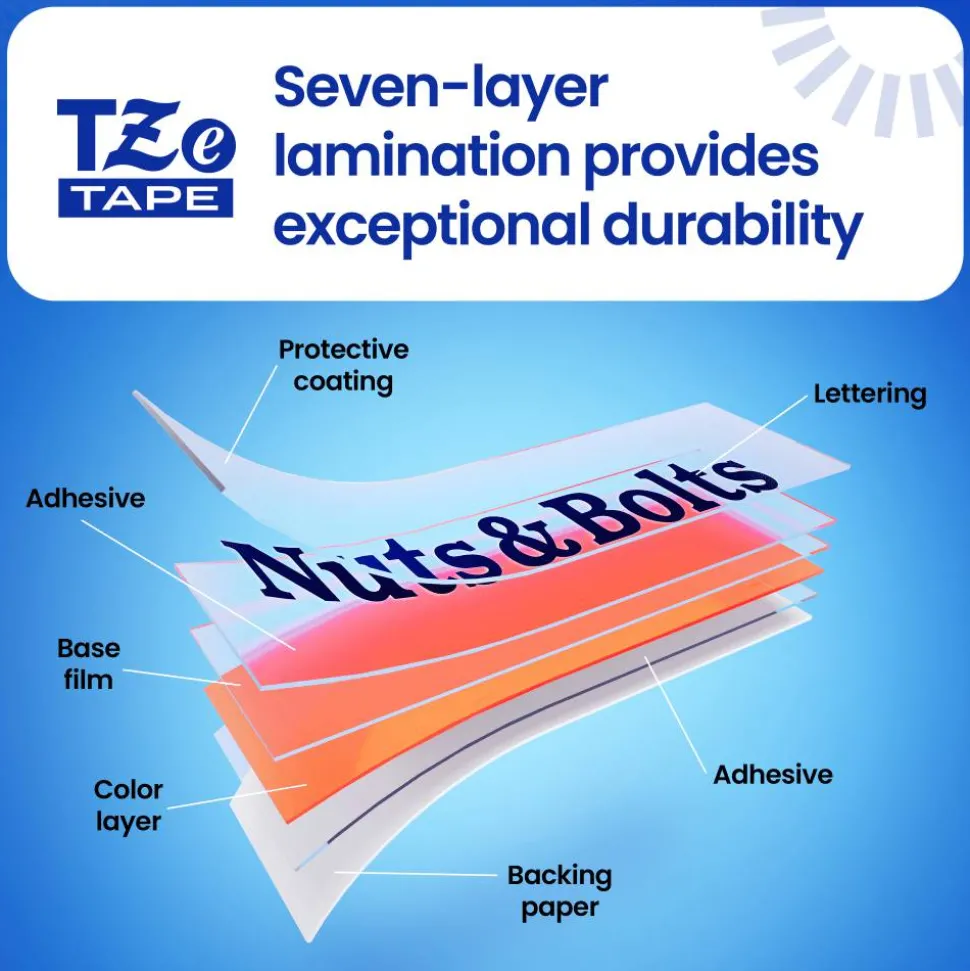 Brother P-touch TZe335, Laminated, 1/2" x 26.2 ft (12mm x 8m), White on Black Label Tape