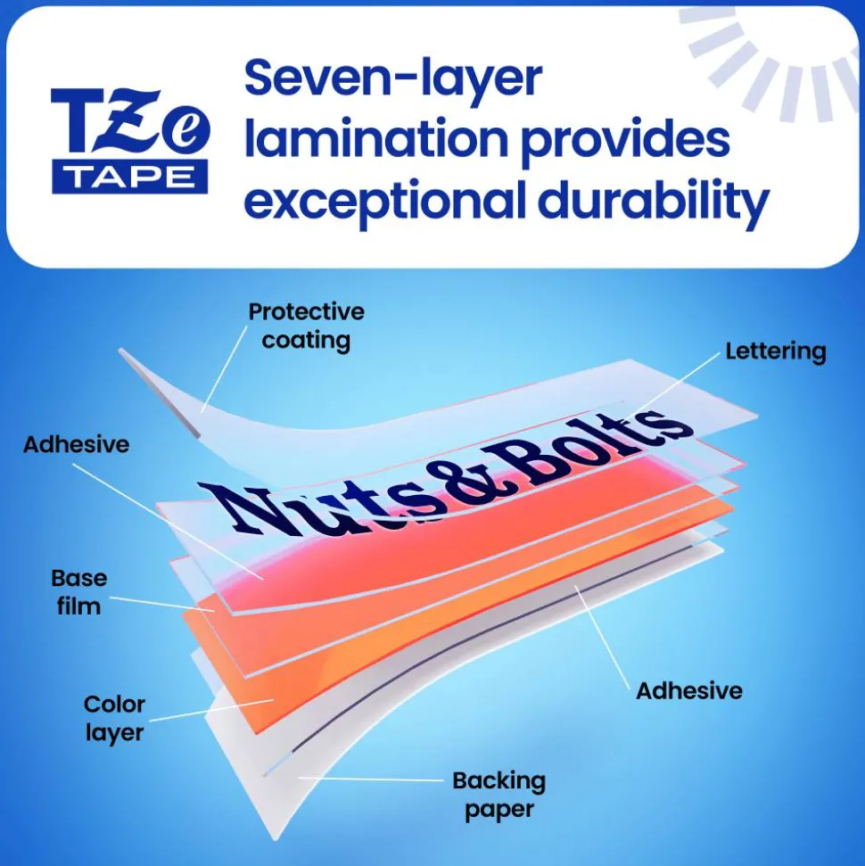 Brother P-touch TZe2412PK, Laminated, ~0.7 in x 26.2 ft (18mm x 8m), Black on White Label Tape, 2 pack