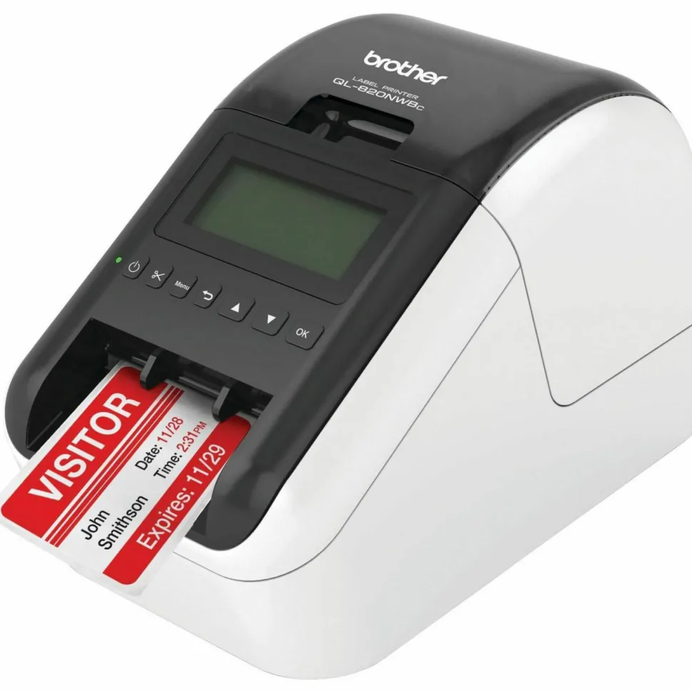 Brother QL-820NWBC Ultra Flexible Label Printer, 110 Labels/min Print Speed, 5 x 5.7 x 9.2