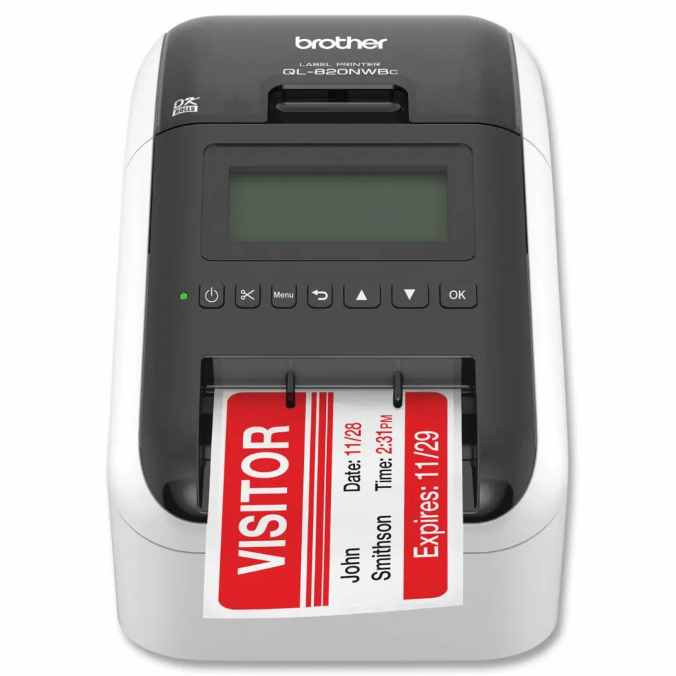 Brother QL-820NWBC Ultra Flexible Label Printer, 110 Labels/min Print Speed, 5 x 5.7 x 9.2