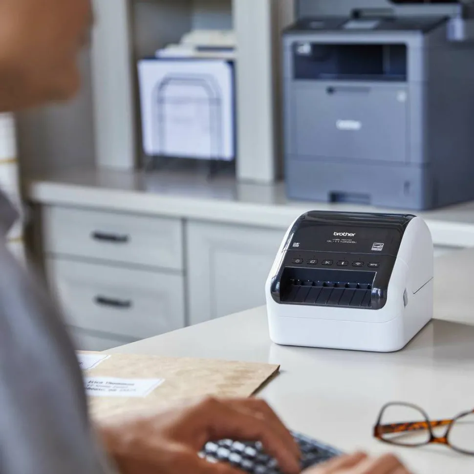 Brother QL-1110NWBC Wide Format Professional Label Printer, 69 Labels/min Print Speed, 5.9 x 6.7 x 8.7