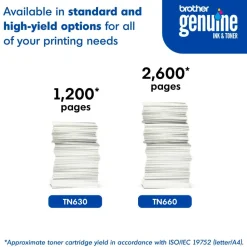 Brother TN-660 Black High Yield Toner Cartridge, TN-660BK