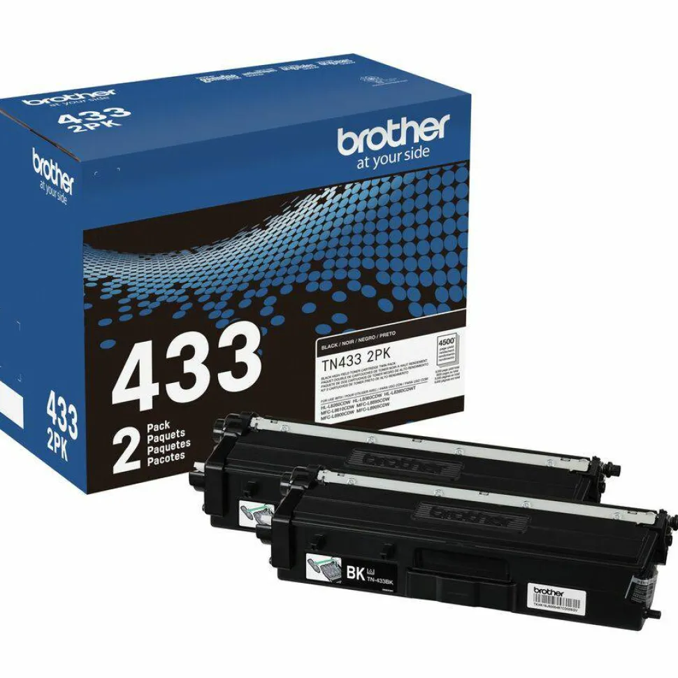 Brother TN-433 Original High Yield Laser Toner Cartridge - Twin-pack - Black - 1 Box