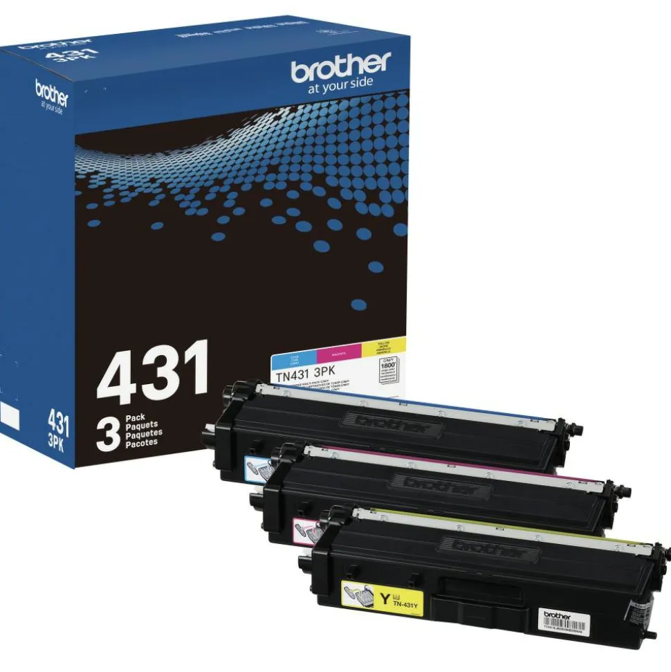 Brother TN-431 Original Standard Yield Laser Toner Cartridge - Multi-pack - Cyan, Magenta, Yellow - 1 Box