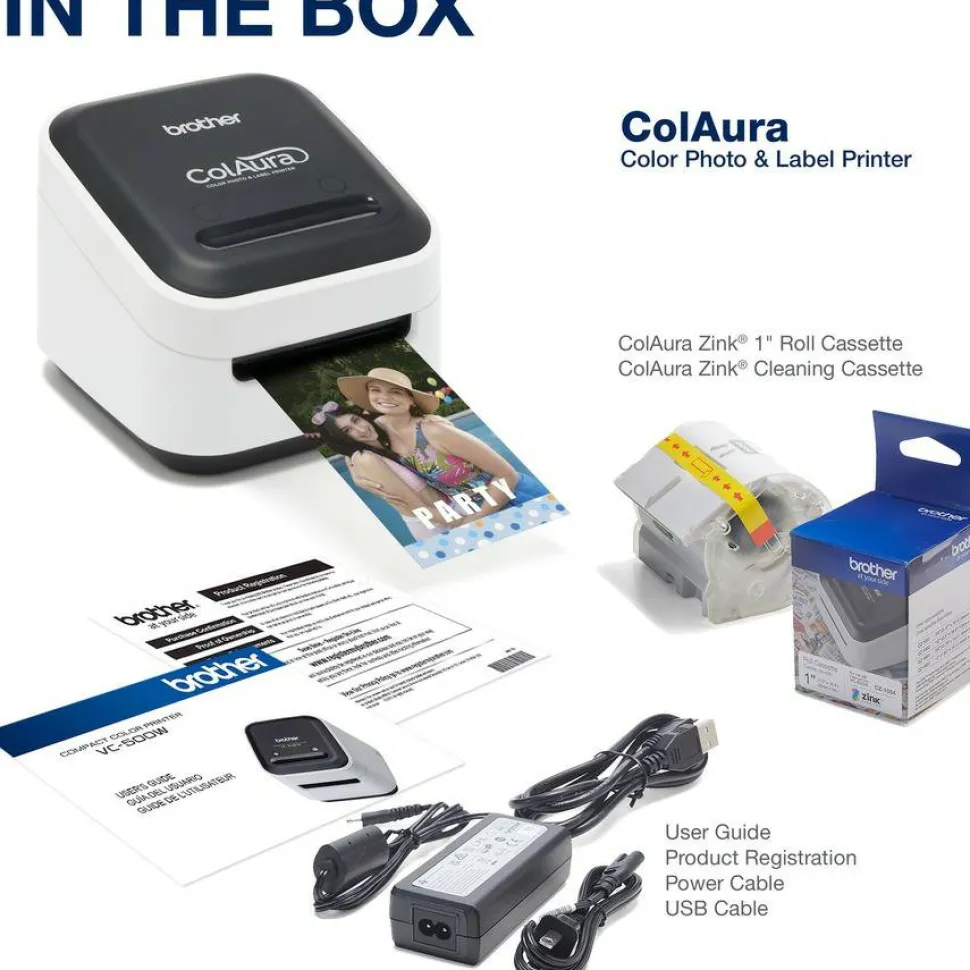 Brother VC-500W Versatile Compact Color Label and Photo Printer with Wireless Networking, 7.5 mm/s Print Speed, 4.4 x 4.6 x 3.8