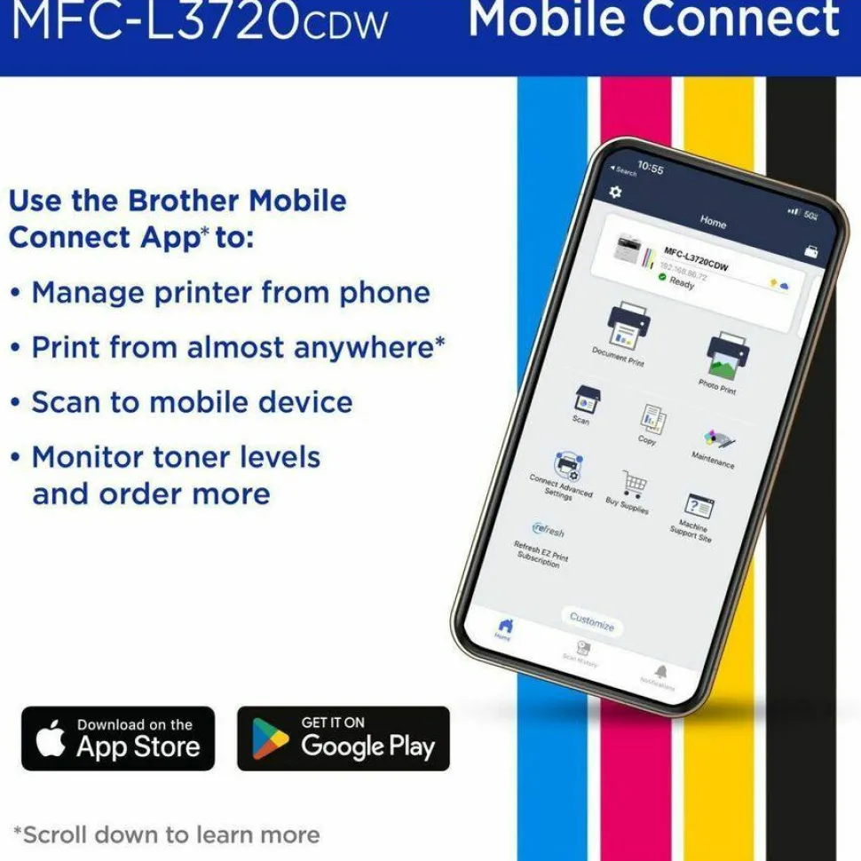 Brother Wireless MFC-L3720CDW Digital Color All-in-One Printer, Copy/Fax/Print/Scan