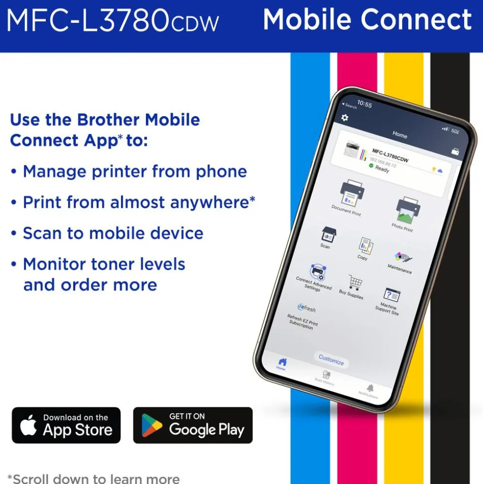 Brother Wireless MFC-L3780CDW Digital Laser Color All-in-One Printer, Copy/Fax/Print/Scan