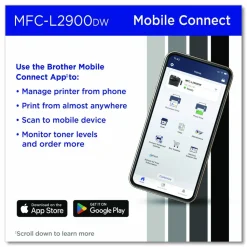 Brother Wireless MFC-L2900DW Compact Monochrome AIO Laser Printer, Copy/Fax/Print/Scan